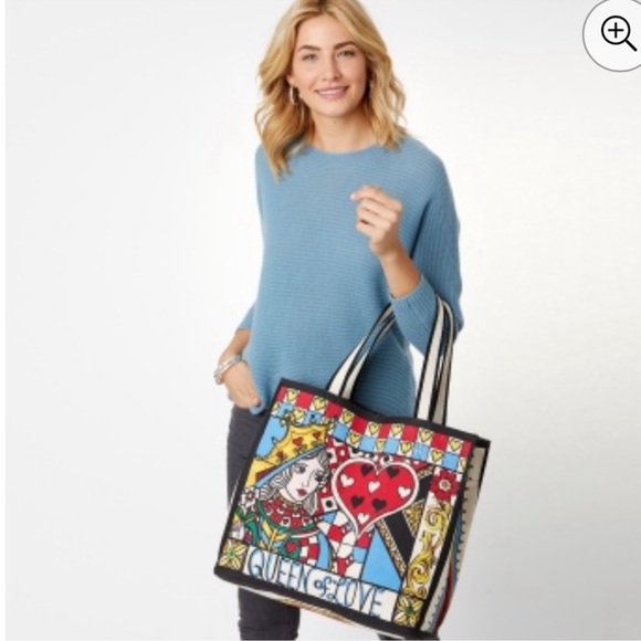 NWOT! Brighton Queen of Love Large Canvas Shopper Tote - Picture 9 of 11